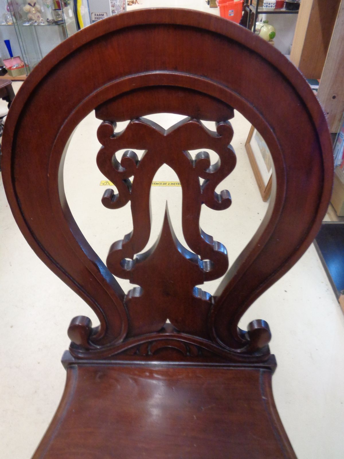 Heavy Mahogany Hall Chair, Mid 20th Century photo vintage