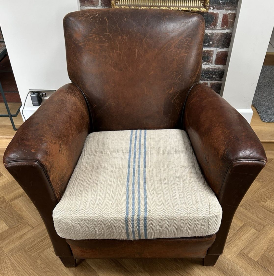 Antique 1930’s French  Leather Club Chair photo furniture