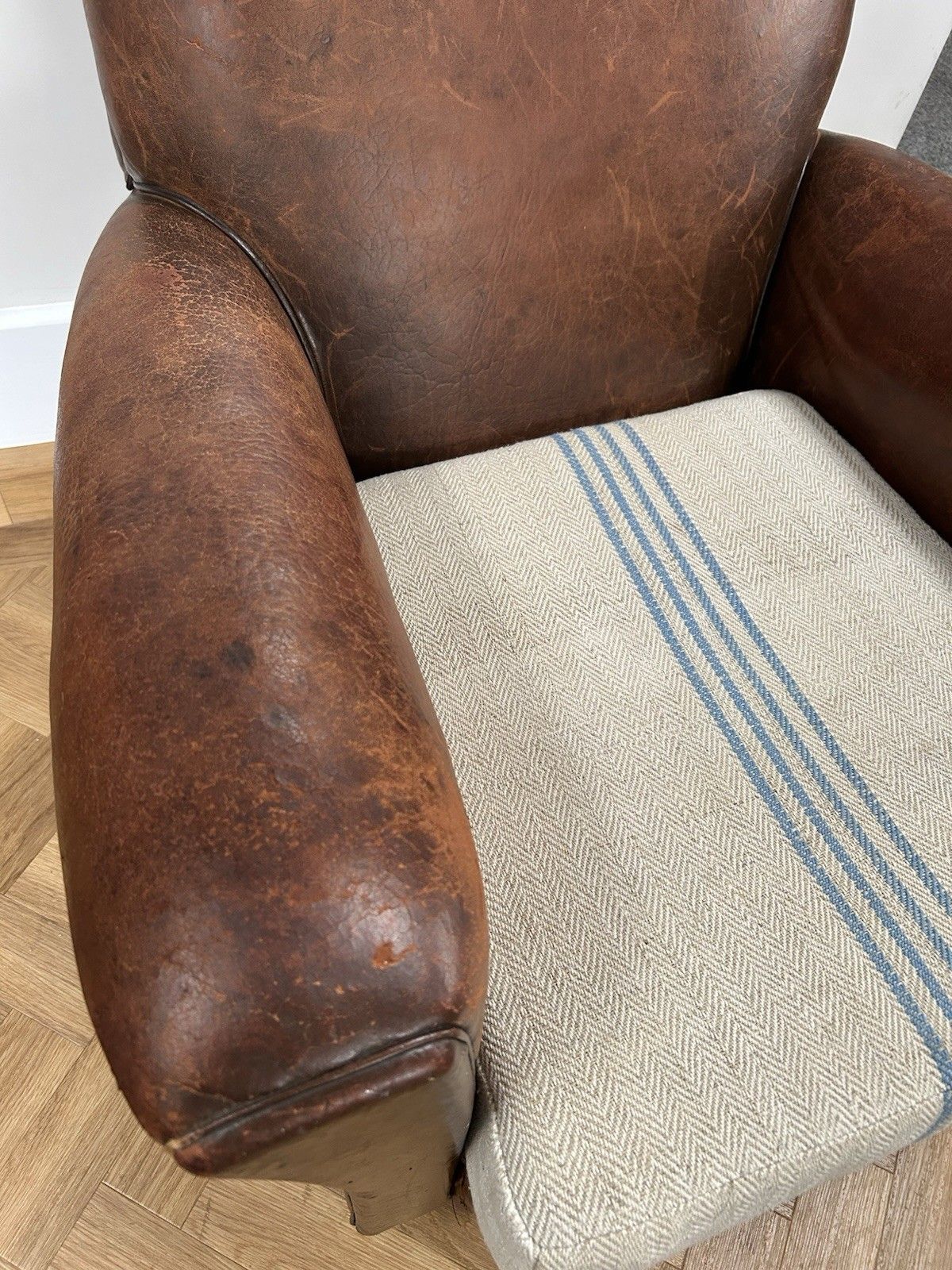 Antique 1930’s French  Leather Club Chair photo for sale