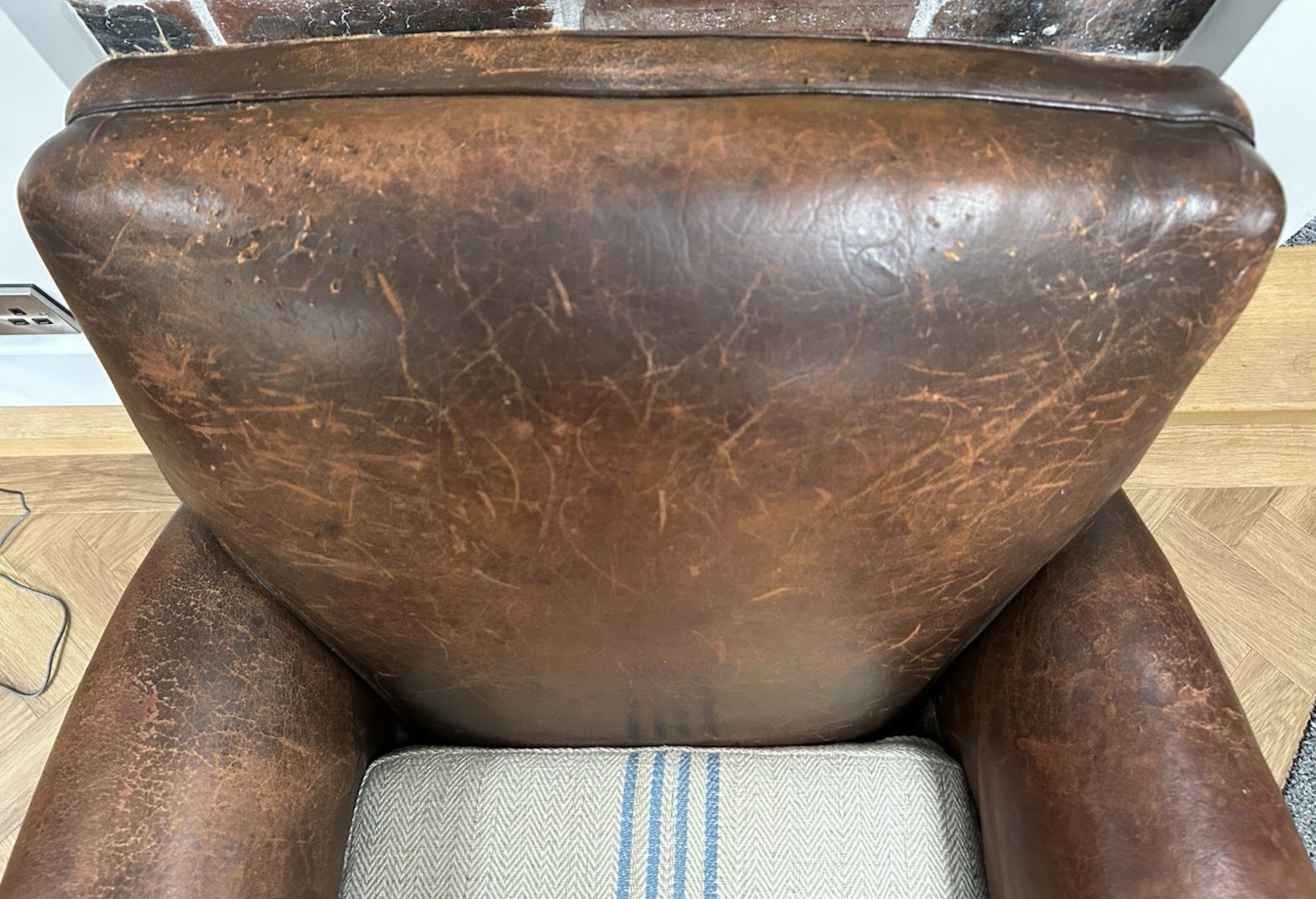 625.0 Antique 1930’s French  Leather Club Chair photo