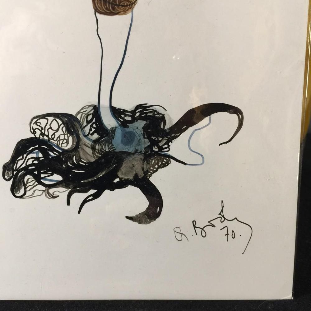 Anne Body, For Madam, It Will Be A Jellyfish, Olieverf Op Papier, Jaren 1970 photo 416.0