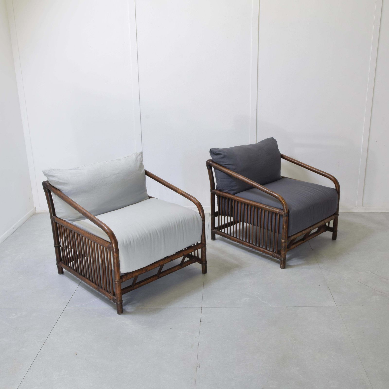 Vivai Del Sud Bamboo Rattan Armchairs 1960s.