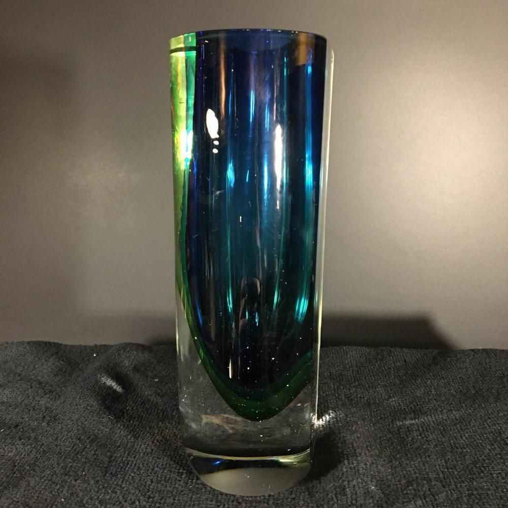 Blauw En Groen Sommerso Murano Glazen Vaas Van Flavio Poli Voor Murano, Ca. Jaren 1960 photo furniture