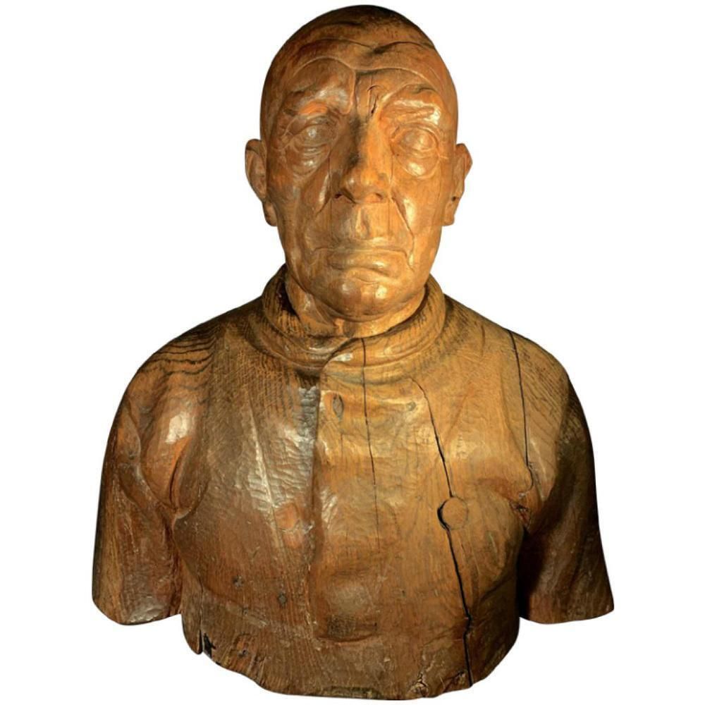 photo vintage Frans Claessens, Life Size Bust Of Pablo Picasso, Carved Wood, 1930s