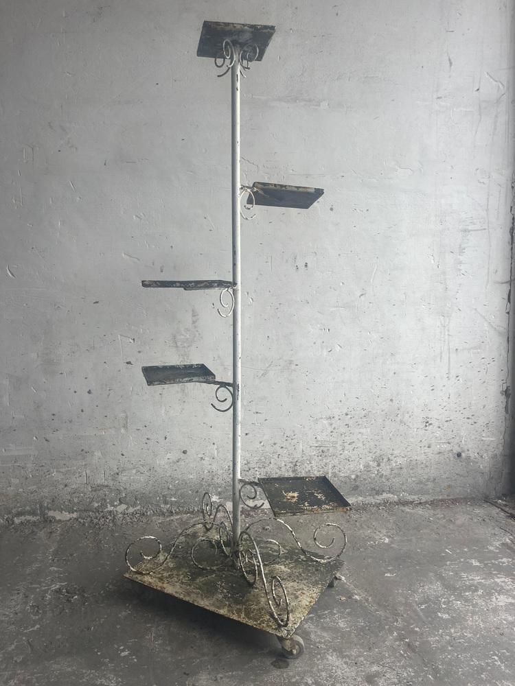 Vintage Metal Plant Stand On Wheels photo buy