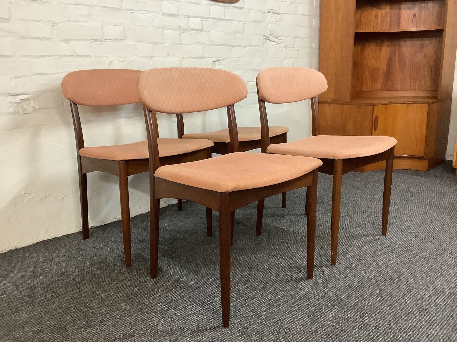 Set Of Four Greaves & Thomas Teak Dining Chairs. Produced London 1950s.