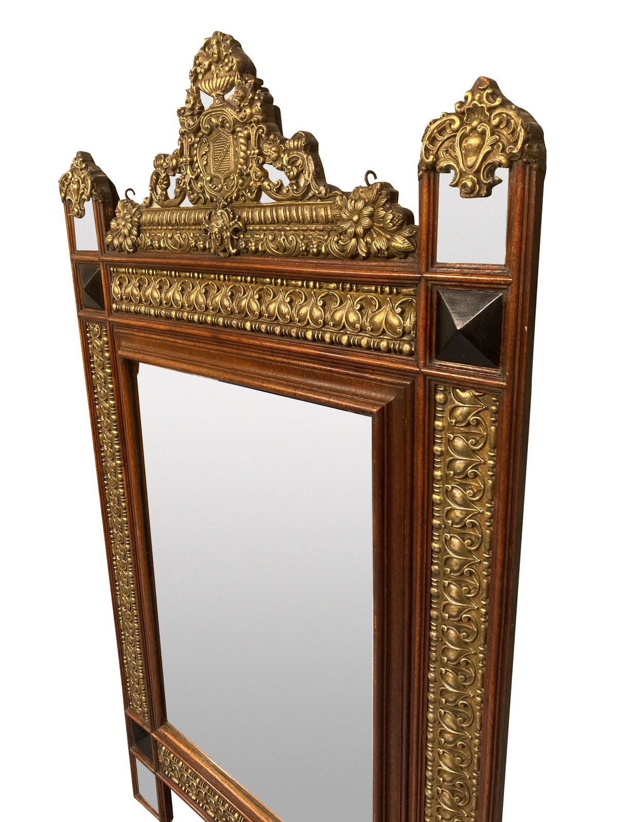A XIX Century Flemish Mirror With Fine Repousse Brass photo 2183.0