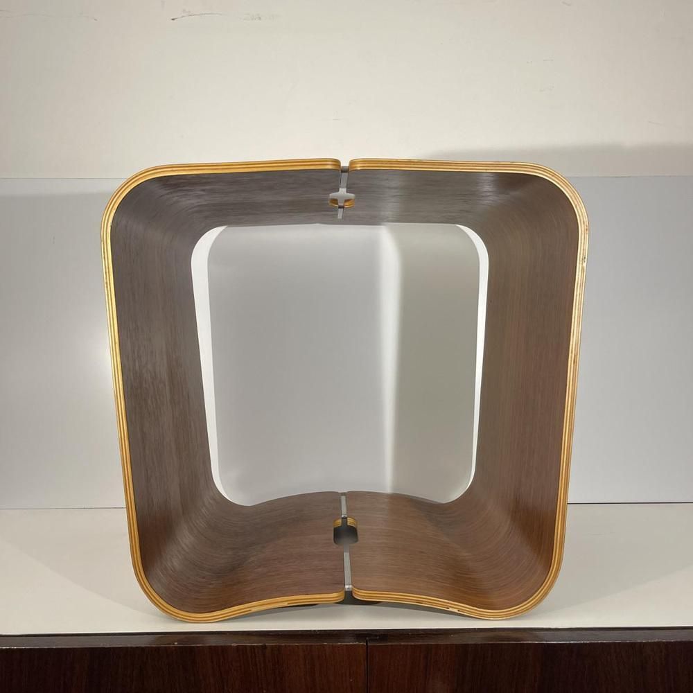 photo vinterior Scandinavian Stools Or Side Tables In Curved Multiplex Wood, Rosewood And Aluminum In The Style Of Alvar Aalto, 1970s, Set Of 2