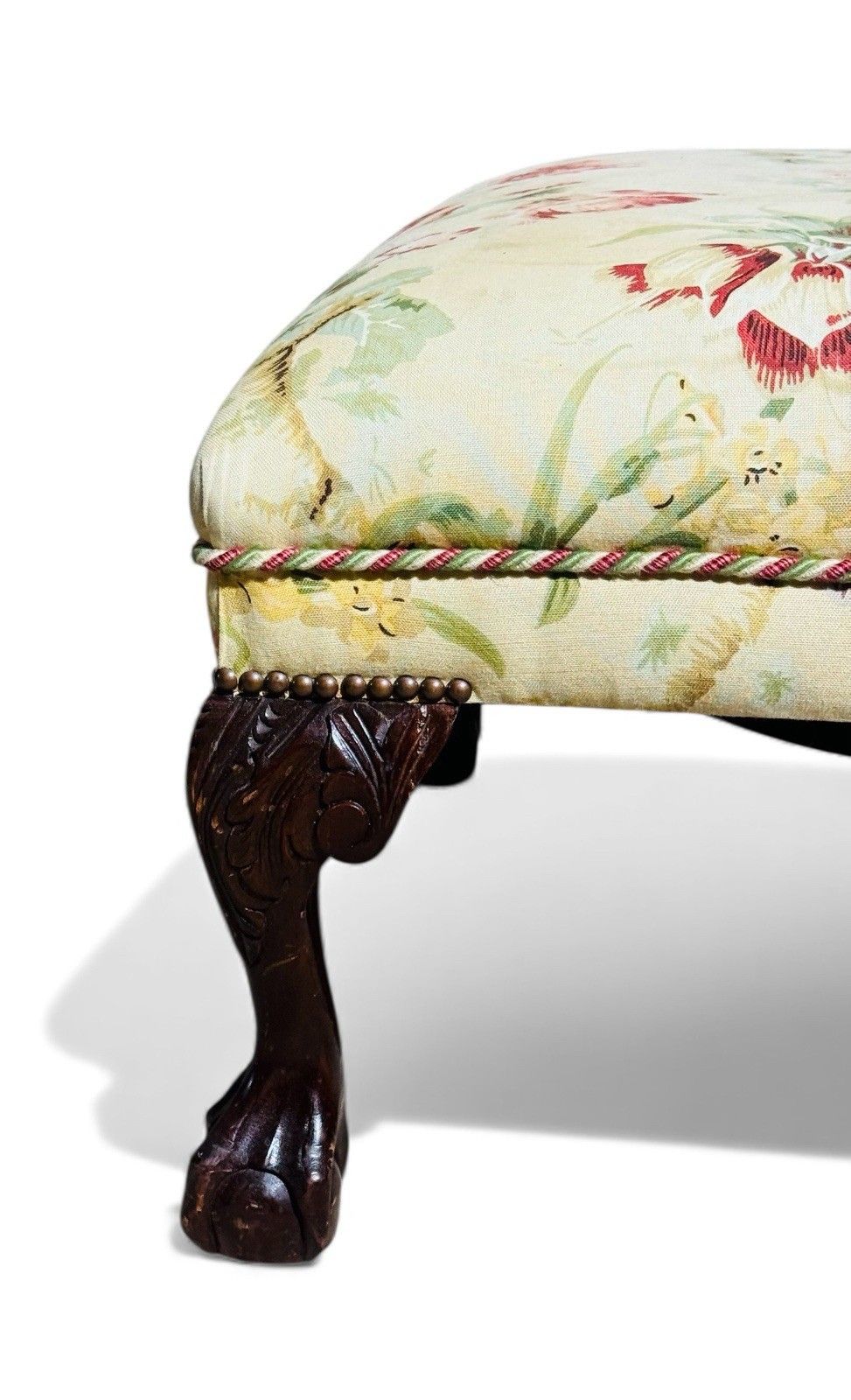 photo furniture Antique Walnut Armchair Crimson Damask Upholstery Art Deco Style Alfred Allen