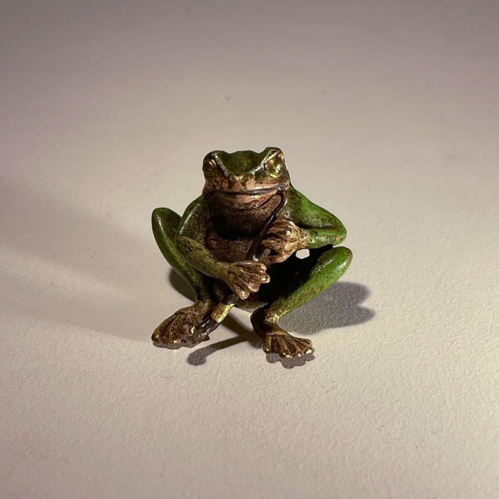 Vienna Bronze Musician Frog Patinated Bronze Sculpture, 1900 photo buy