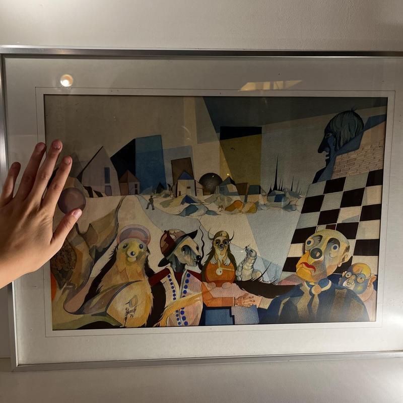 David, Cubo Surrealist Composition, 1974, Mixed Media On Paper, Framed photo for sale