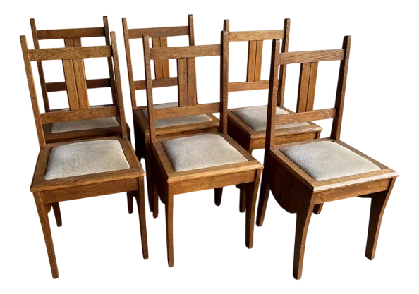 Amsterdamse School Art Deco Dining Chairs, 1920s, Set Of 6