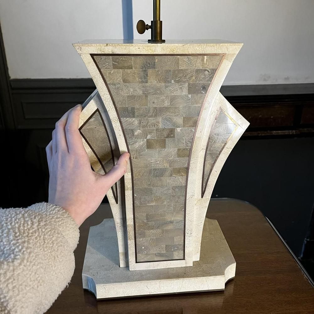 Hollywood Regency Lampvoet In Mozaïeksteen & Messing Inlegwerk Door Maitland Smith, USA, Jaren 1970 photo furniture