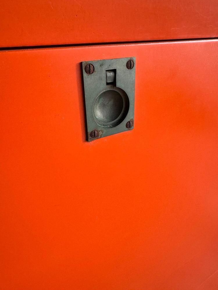Orange Chest Of Drawers With Fold Out Work Surface And Slanted Top photo for sale