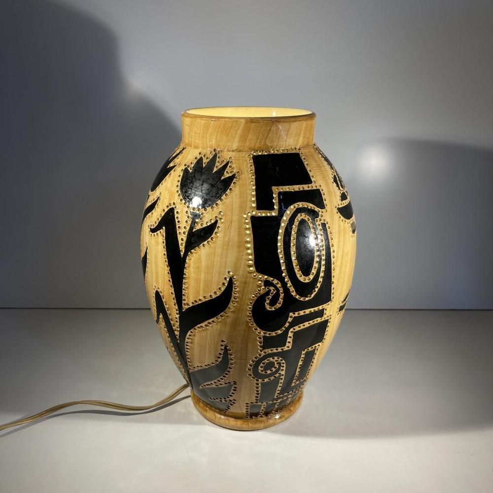 Verlichting Keramische Theelichtlamp Van Grandjean Jourdan Voor Vallauris, 1960 photo