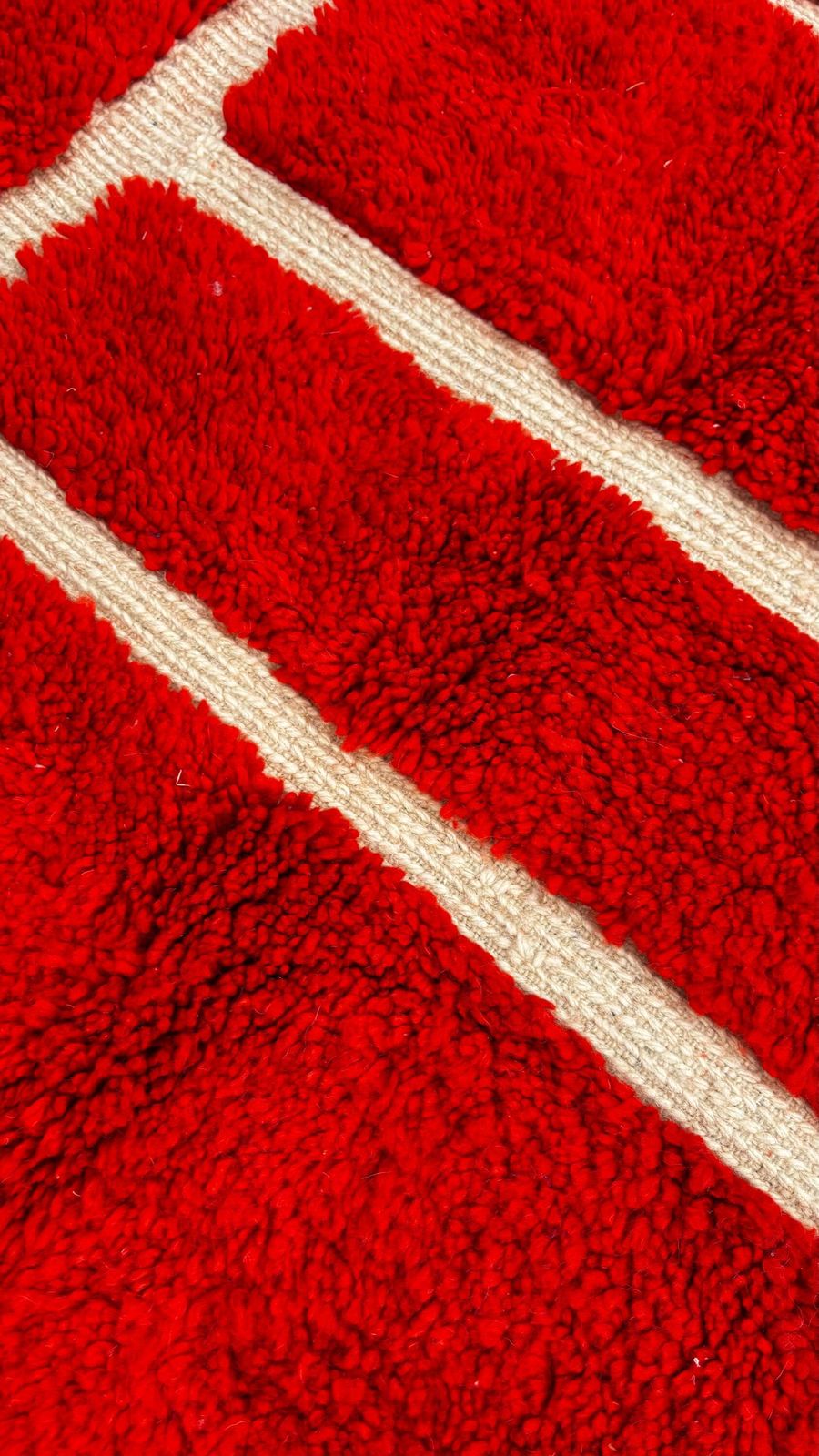 Handwoven Moroccan Mrirt Wool Rug 190x300 Cm | Red And Cream Geometric Design | Modern Berber Carpet / Moroccan Beni Ourain Carpet photo buy