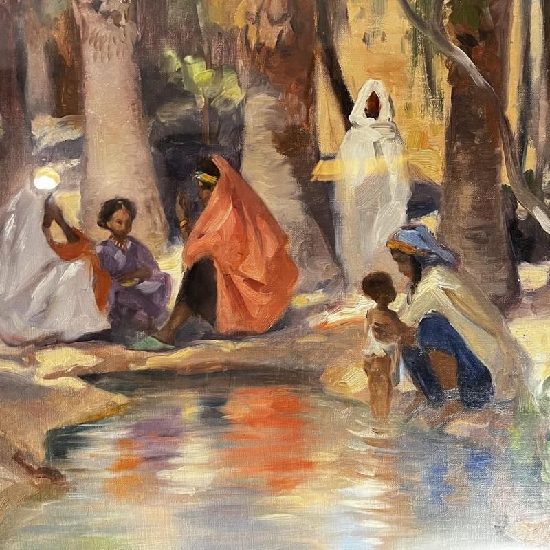 photo furniture Charles Ernest Smets, Oasis Of Tinghir, Morocco, 1940s, Oil On Canvas, Framed