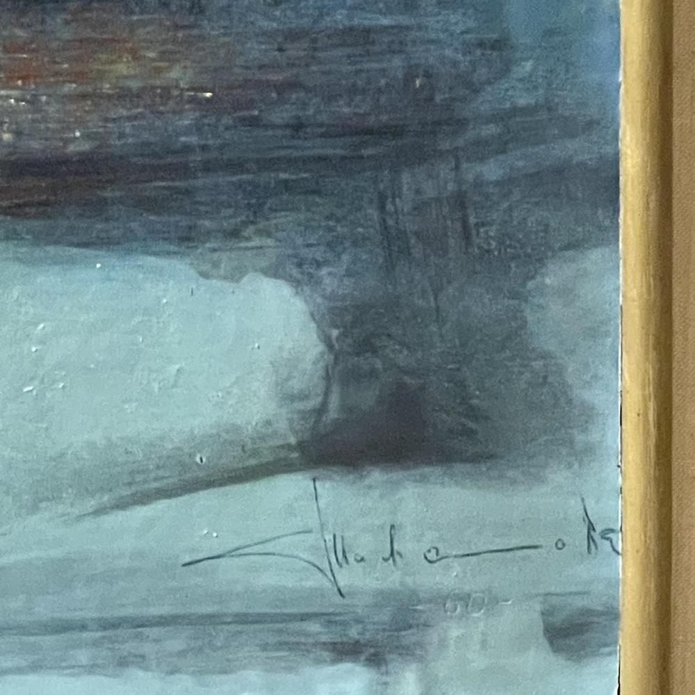 Erwin Mackowiak, Blauwe Abstracte Compositie, Olie Op Paneel, 1960 photo Kunst