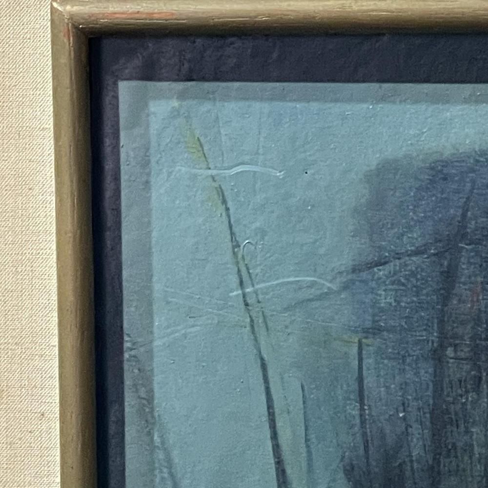 Erwin Mackowiak, Blauwe Abstracte Compositie, Olie Op Paneel, 1960 photo vintage