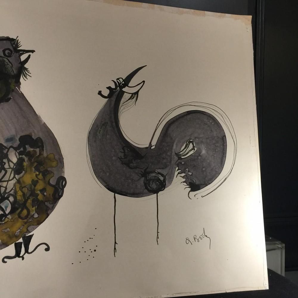 Anne Body, The Great Combat, Mixed Media Op Papier, 1965 photo for sale
