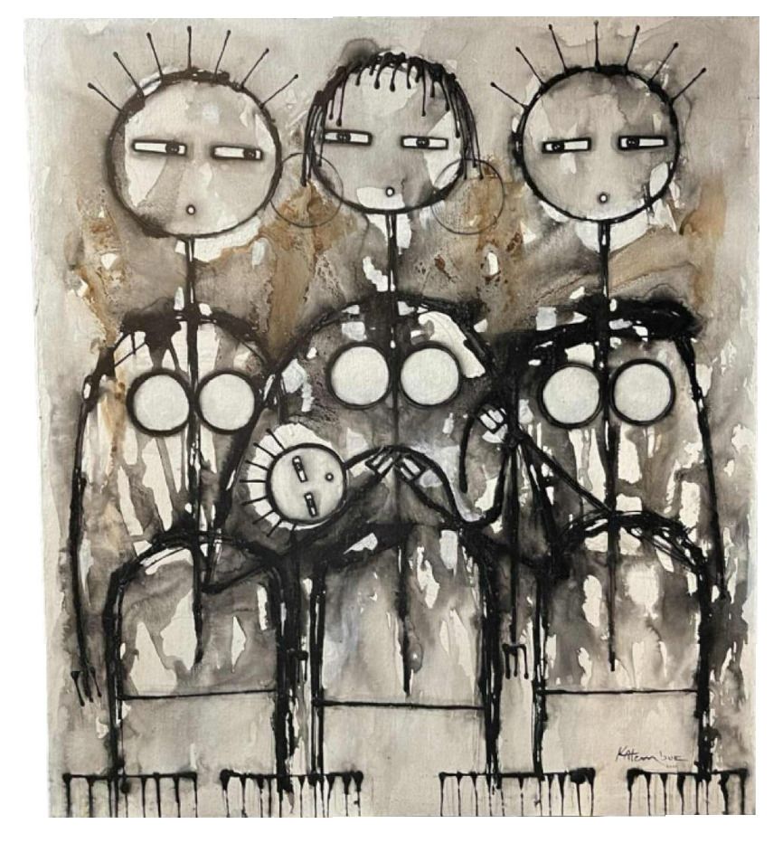 Jean Pierre Katembwe, Birth Of A Girl, Olieverf Op Doek, 2017