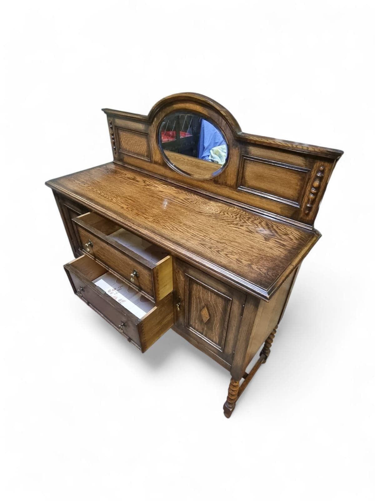 Furniture Antique Oak Sideboard With Mirror Back / Early 20th Century / Free Delivery photo
