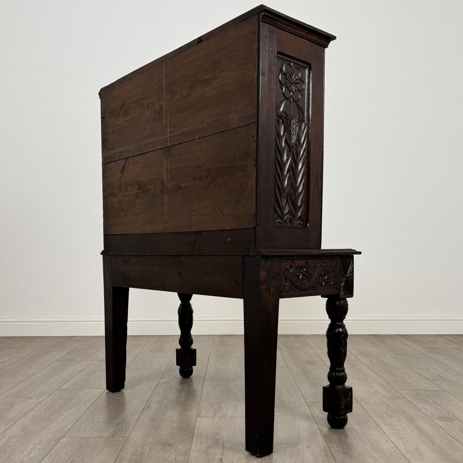 Antique 19th Century Unusually Small Carved Oak Cabinet photo buy