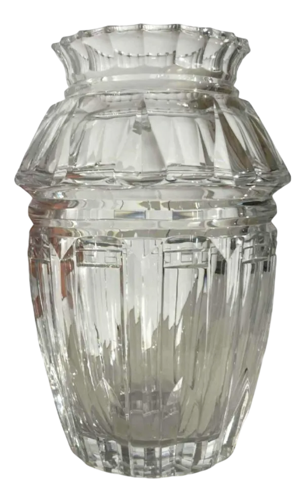 Art Deco Vase In Cut Crystal By Joseph Simon For Val Saint Lambert, 1920s