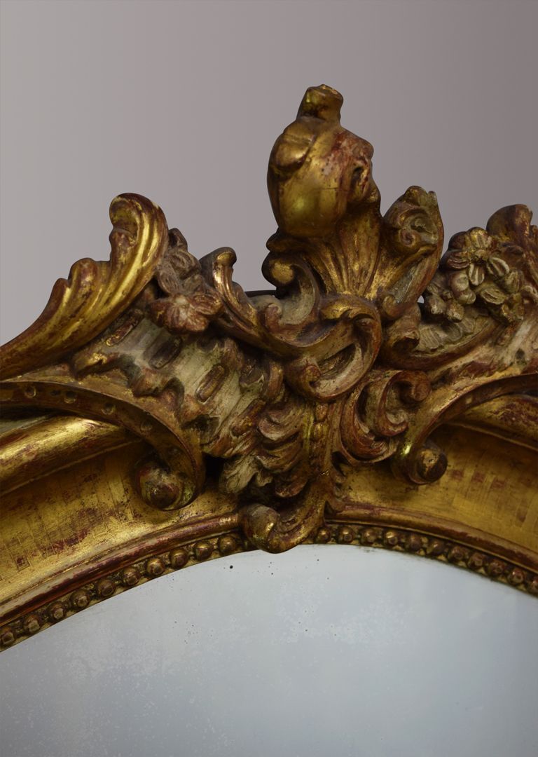 French Louis Philippe Gilt Mirror With Cartouche photo vintage