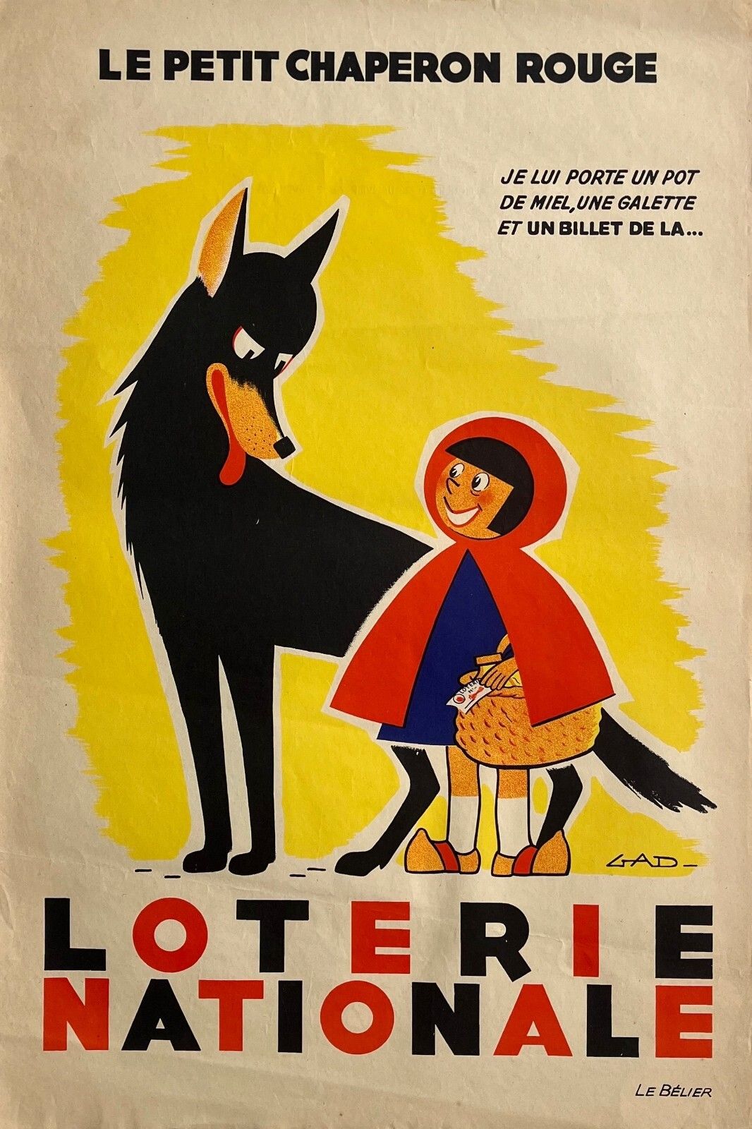 Poster Poster Loterie Nationale France Le Petit Chaperon Rouge Gad 1954