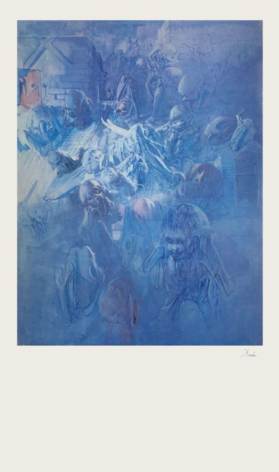 Miodrag Dado Signed Pen Poster 1979 Isy Brachot Gallery Drawings