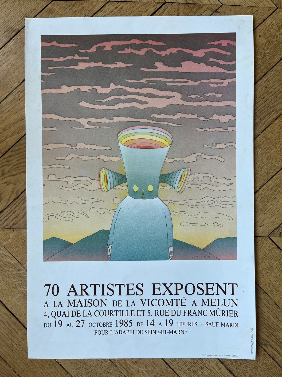 Jean Michel Folon Poster Poster Poster Vintage Exhibition 1985 L'enfant Robot