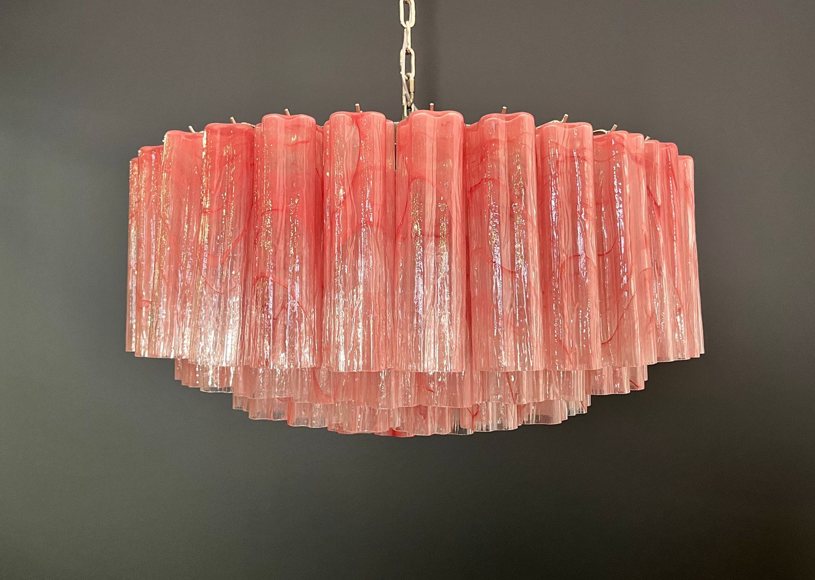 Large Murano Glass Chandelier  101 Pink Alabaster Glass Tube
