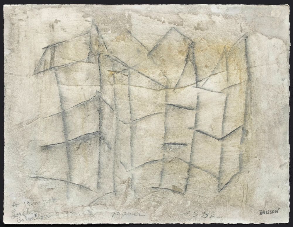 Pierre Marie Brisson Mixed Media On Vellum Signed 1982 Architecture 25x32 Cm