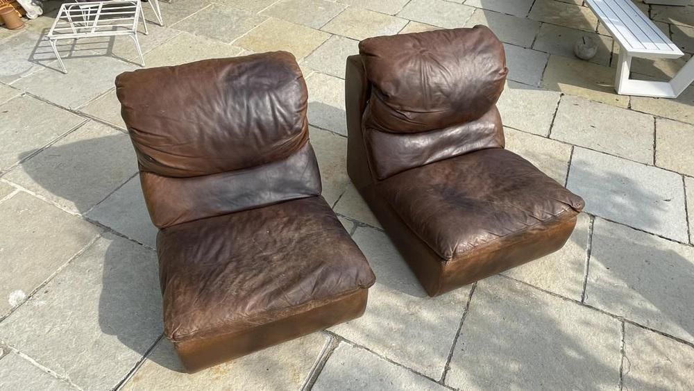 Set Of Vintage Leather Armchairs From De Sede, 1970s photo vintage