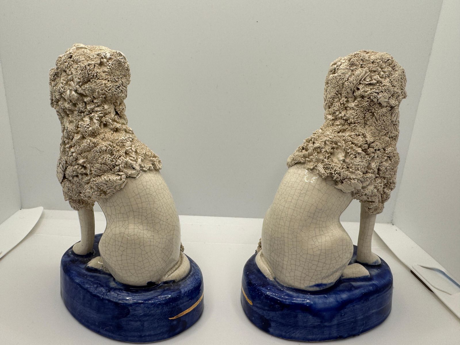 Pair Of Vintage Staffordshire Poodles , Circa 1960's photo vinterior