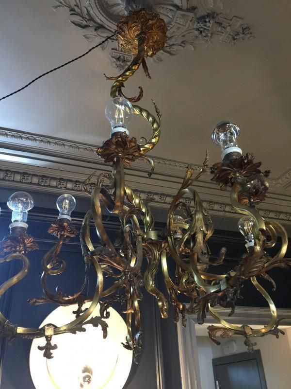 Louis XV Bronzen Kroonluchter, Jaren 1870 photo Verlichting