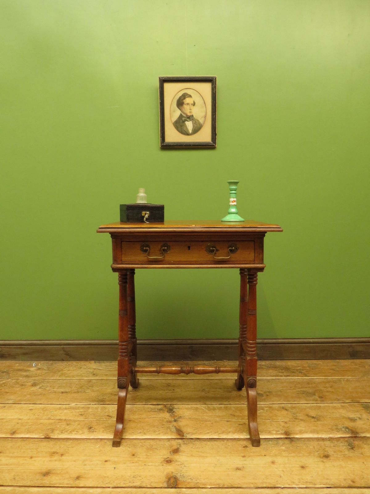 photo buy Trinity House Style Work Table With Inlaid Ship & Signature H.Larsen, 1911