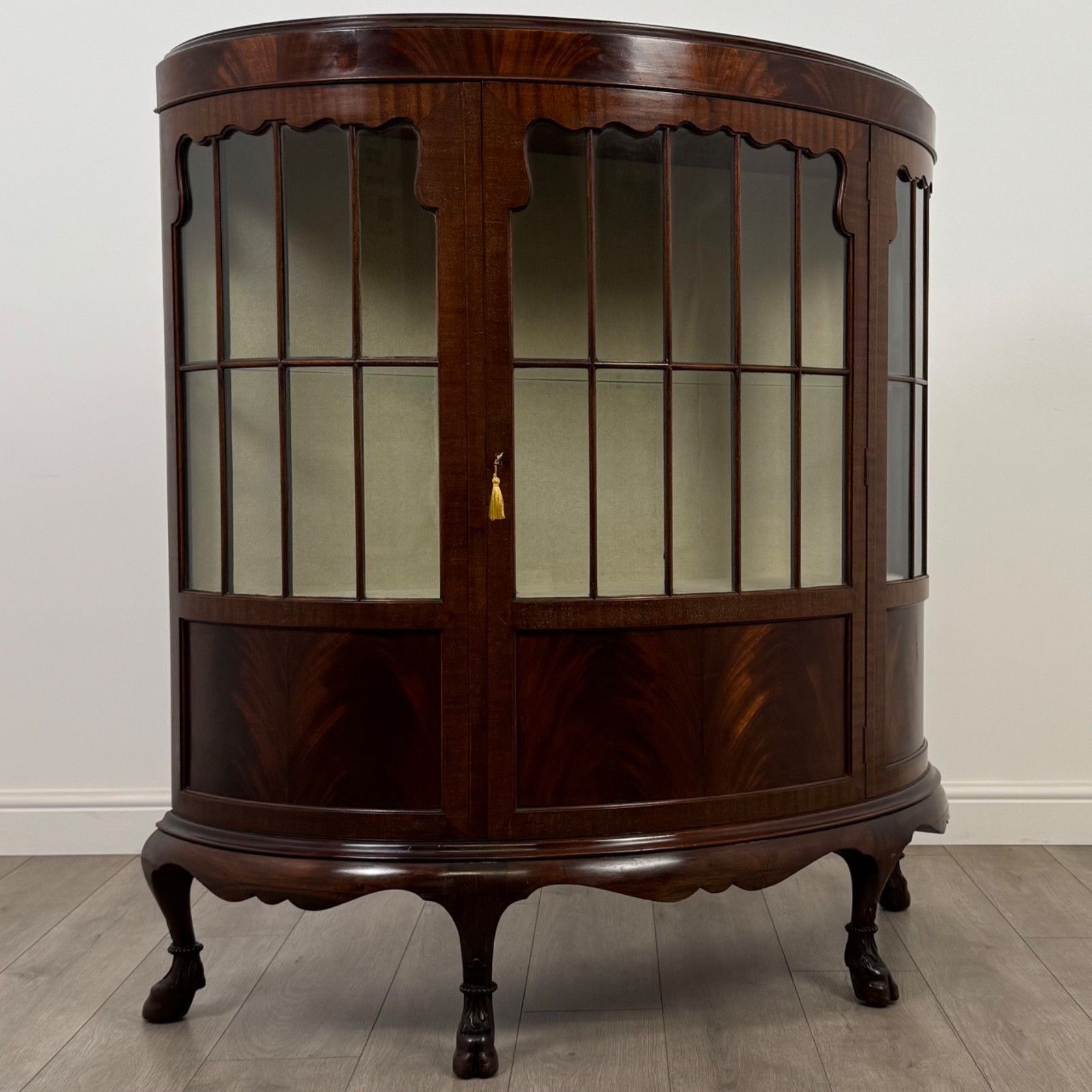 photo furniture Antique 20th Century Demi Lune Display Cabinet In Mahogany