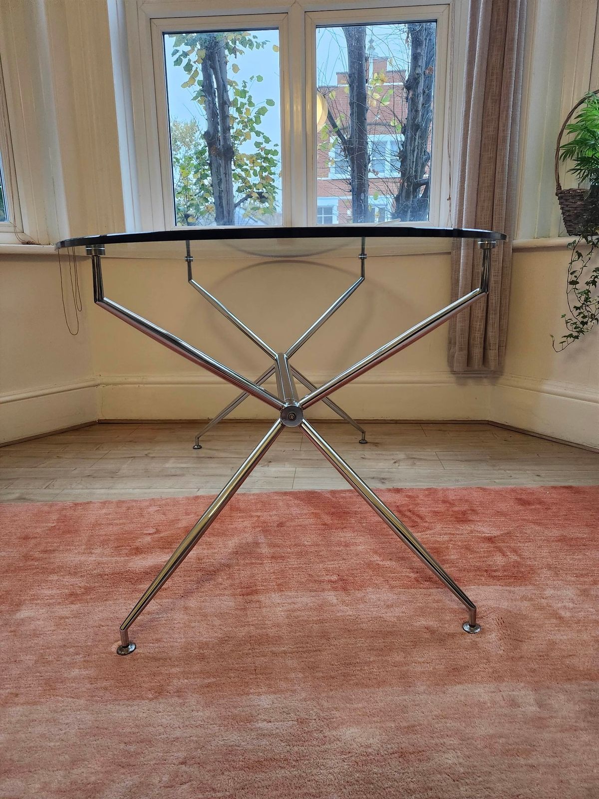 Designer Italian Glass And Chrome Legs   4 6 Person   Dining Table photo for sale