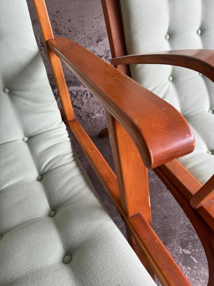 Set Of Vintage Lounge Chairs With Mint Green Cushions photo buy