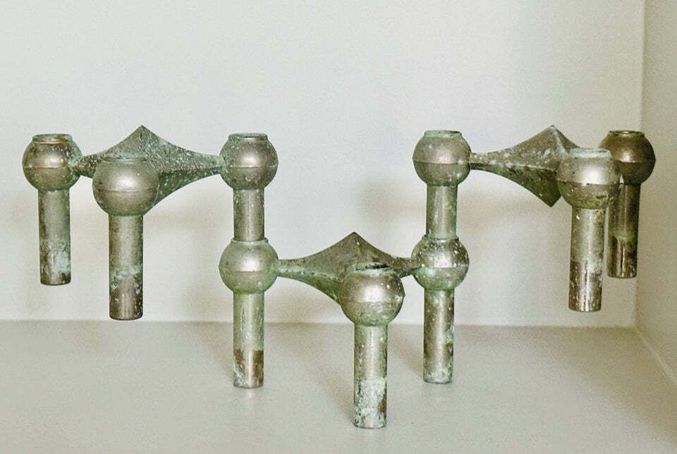 1960s German Brutalist Bmf Nagel Stackable Tarnished & Oxidised Chrome Candle Holders By Fritz Nagel And Ceasar Stoffi photo Home Decor