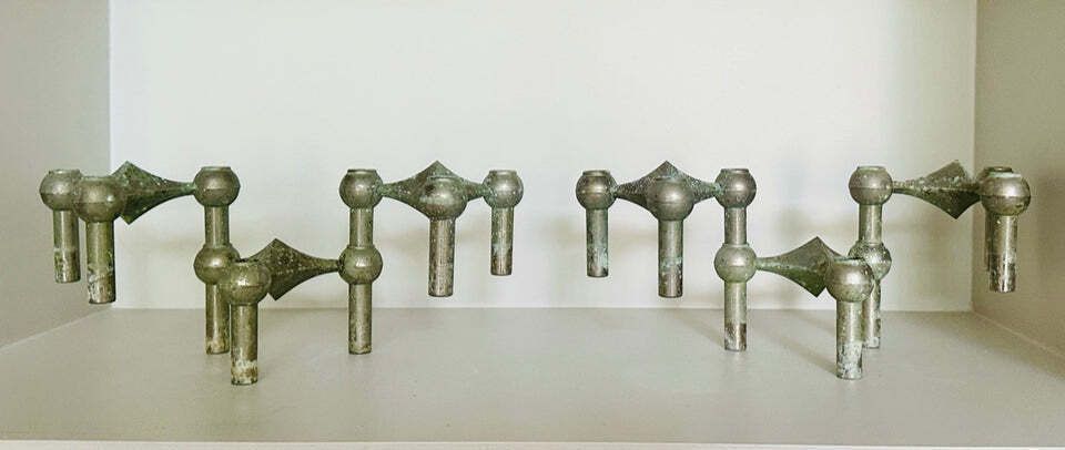 photo buy 1960s German Brutalist Bmf Nagel Stackable Tarnished & Oxidised Chrome Candle Holders By Fritz Nagel And Ceasar Stoffi