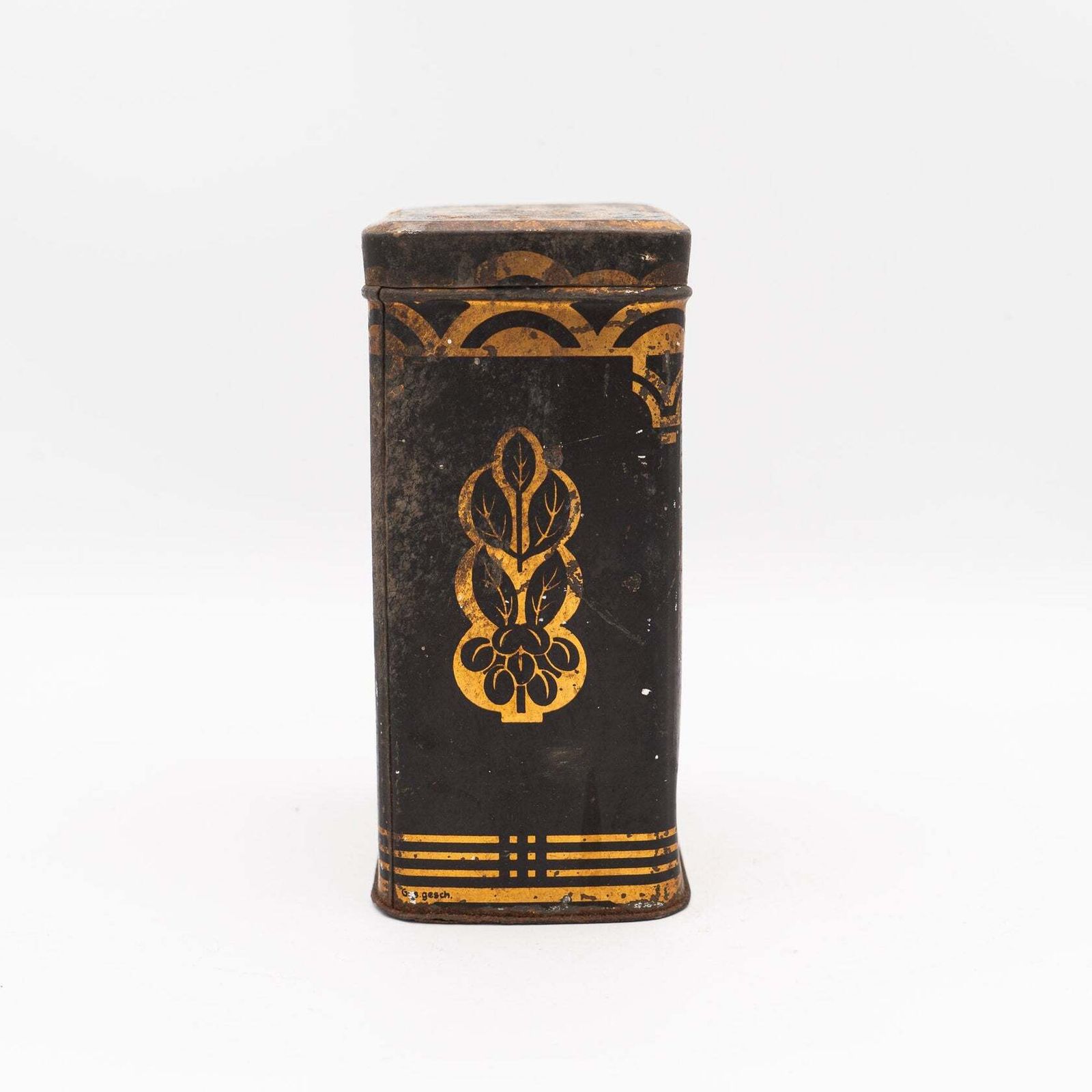 78.0 Lehmann Kaffee Advertising Tin, Leipzig   Black & Gold   1940s–50s photo