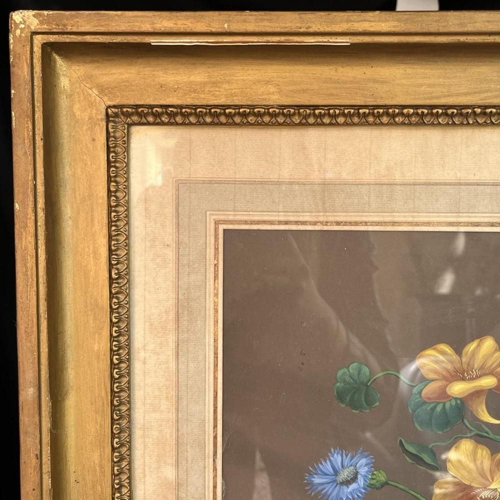 photo vinterior Still Life Bouquet Of Flowers, Gouache On Paper, 1830s