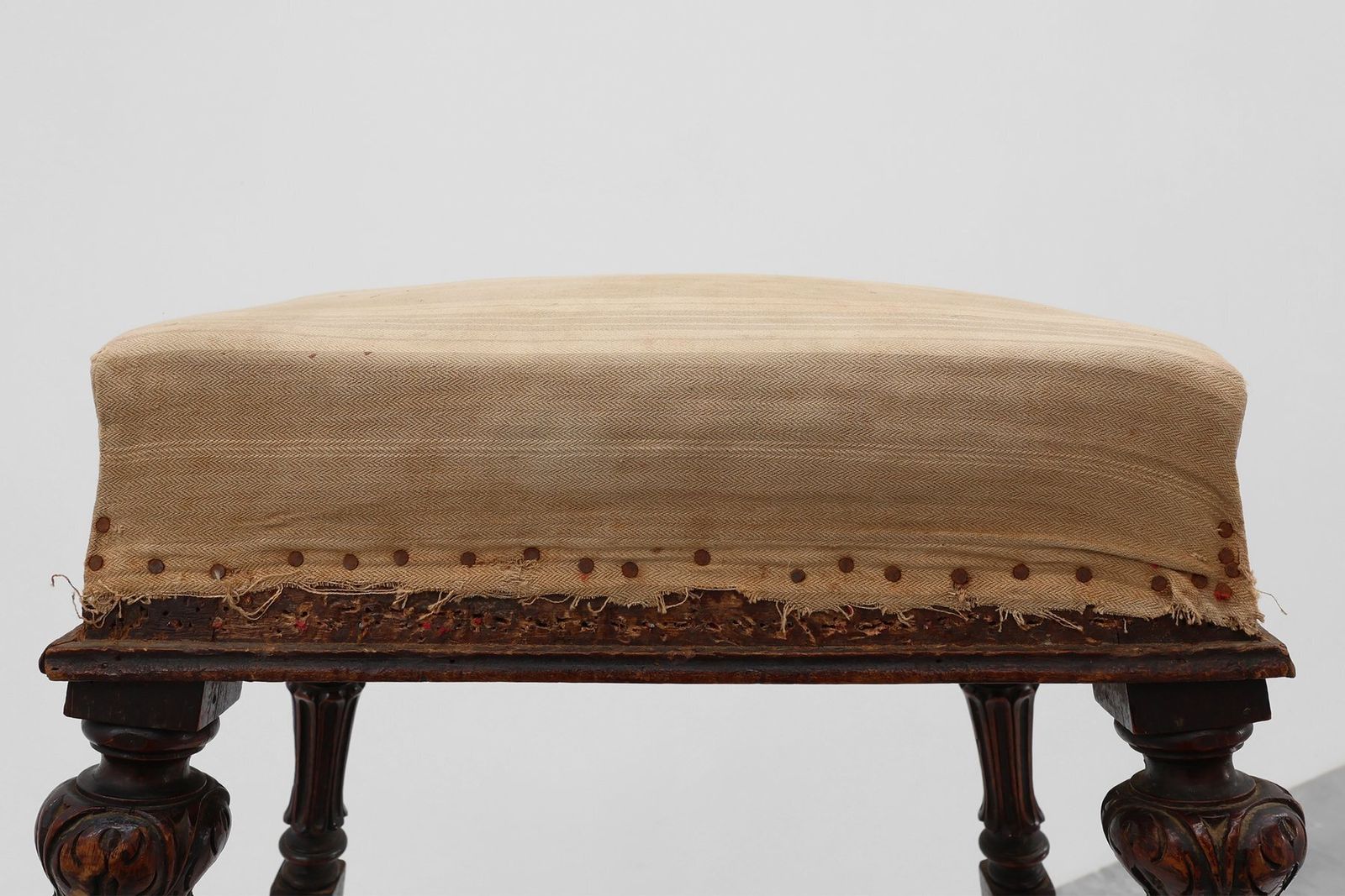 19th Century Louis XV Baroque Oak Stool, France photo Furniture