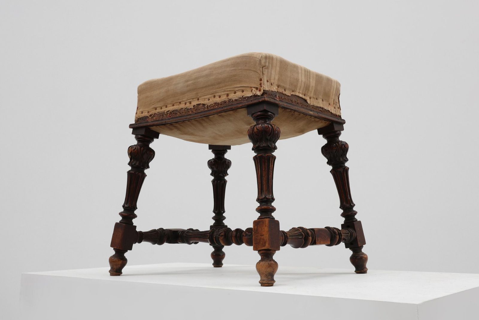 19th Century Louis XV Baroque Oak Stool, France photo 1535.0