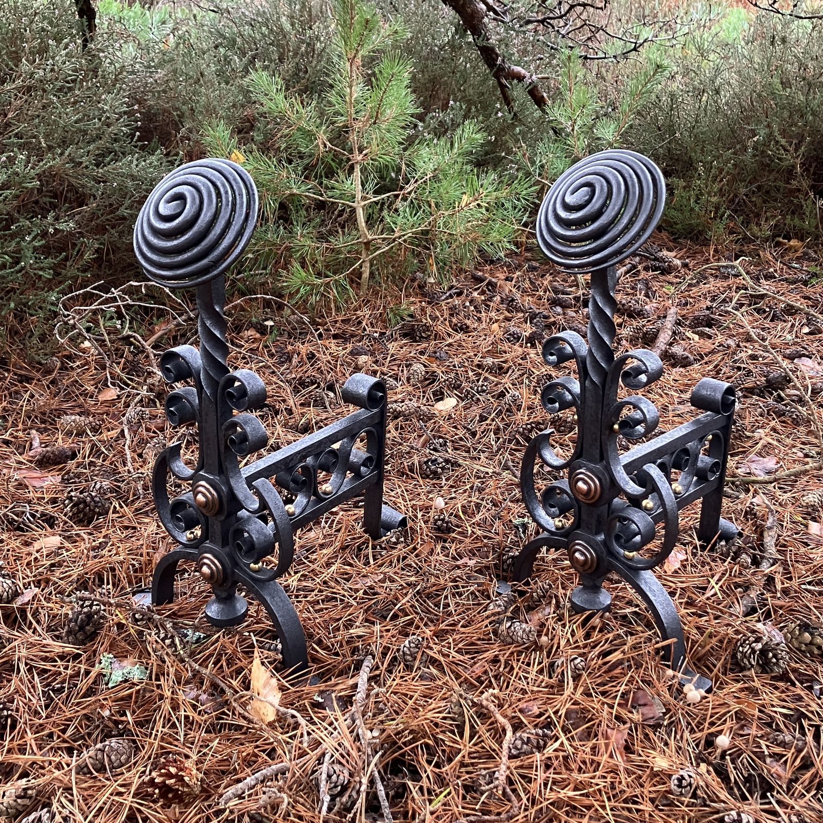 Pair Of Hand Forged Antique Fire Dogs (Andirons), Circa 1900 photo furniture