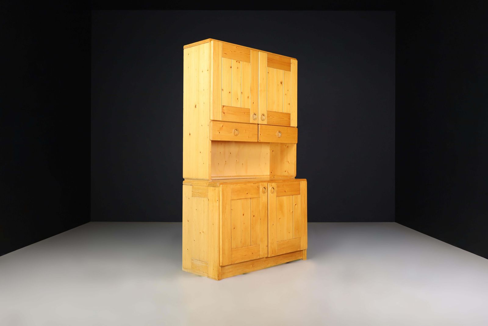 Charlotte Perriand Two Part Pine Cabinet For Les Arcs, France, 1970s photo Furniture