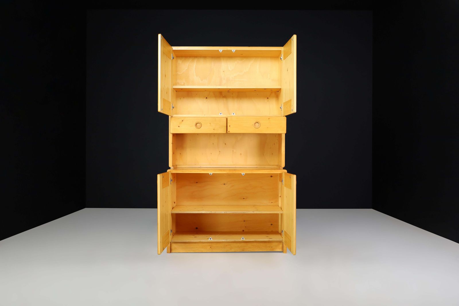 photo furniture Charlotte Perriand Two Part Pine Cabinet For Les Arcs, France, 1970s